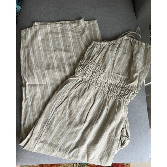 Old Navy Linen-Blend striped Cami Wide-Leg Jumpsuit ,pocket ,vacation beach XXL - Picture 1 of 6